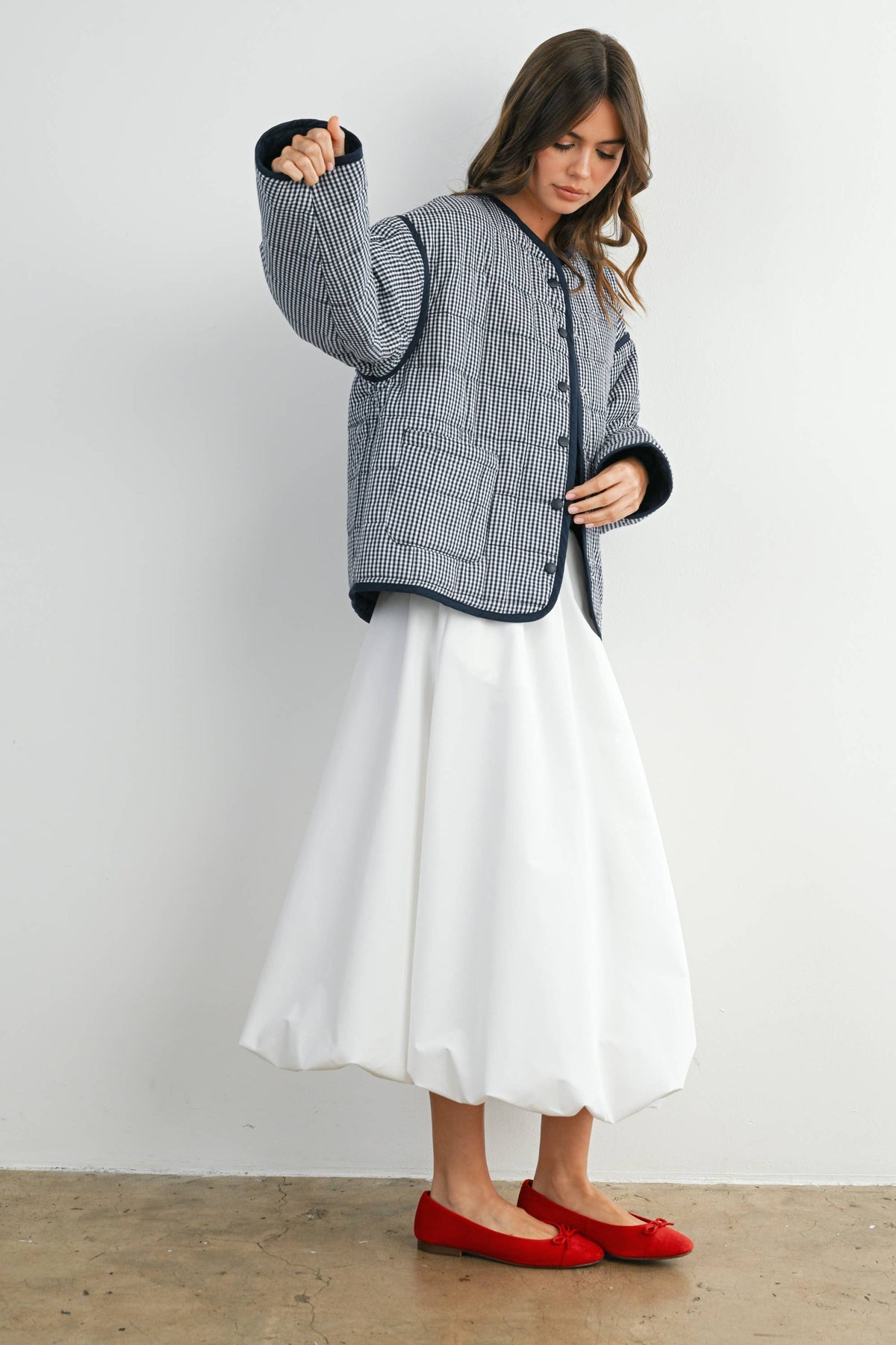 Navy Gingham Quilted Jacket