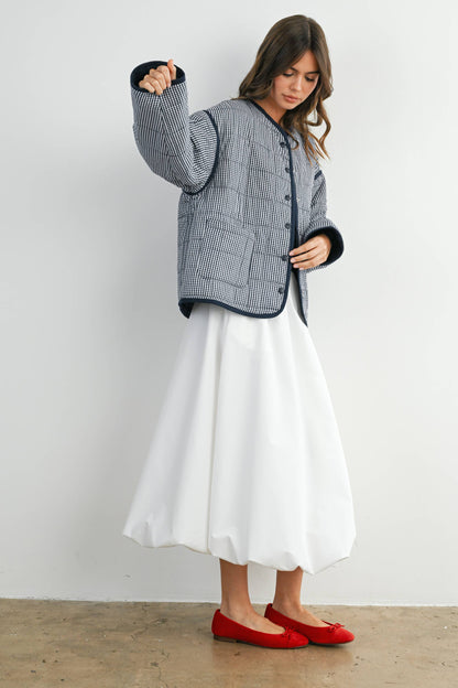 Navy Gingham Quilted Jacket