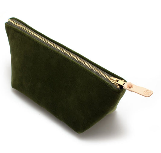 Olive Velvet Travel Clutch