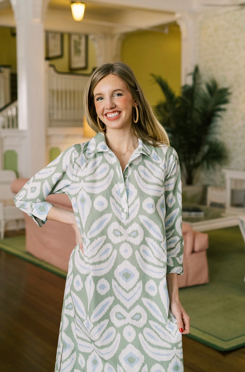 Sara Ikat Long Tunic - Sage