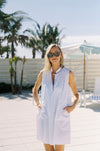 Ema Sleeveless Coverup - White with Navy Piping