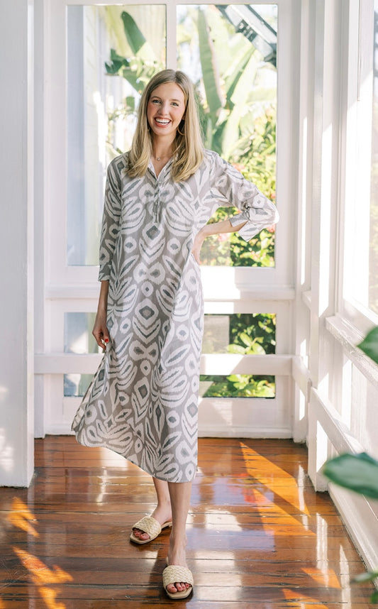 Sara Ikat Long Tunic - Neutral