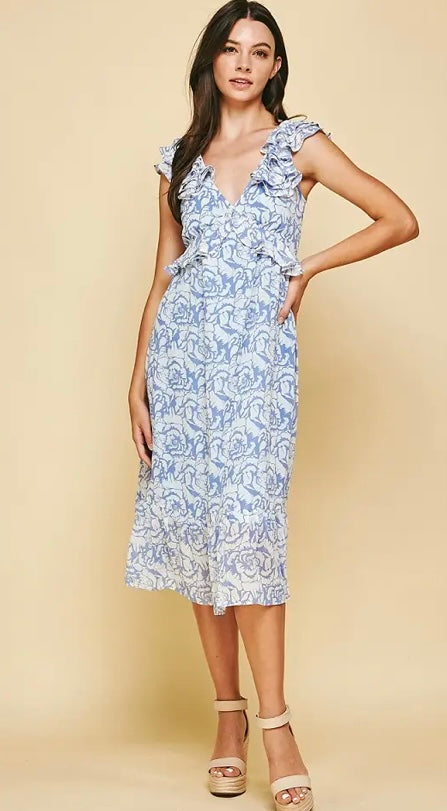 Floral V Neck Dress
