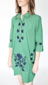 Camille Embroidered Tunic Dress - Green