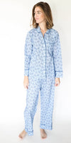 Blue Toile Long Sleeve/Pant Pajama Set by navyBLEU